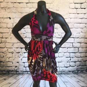 NWT Forever 21 Multi Print Drape Style Halter Dress, S